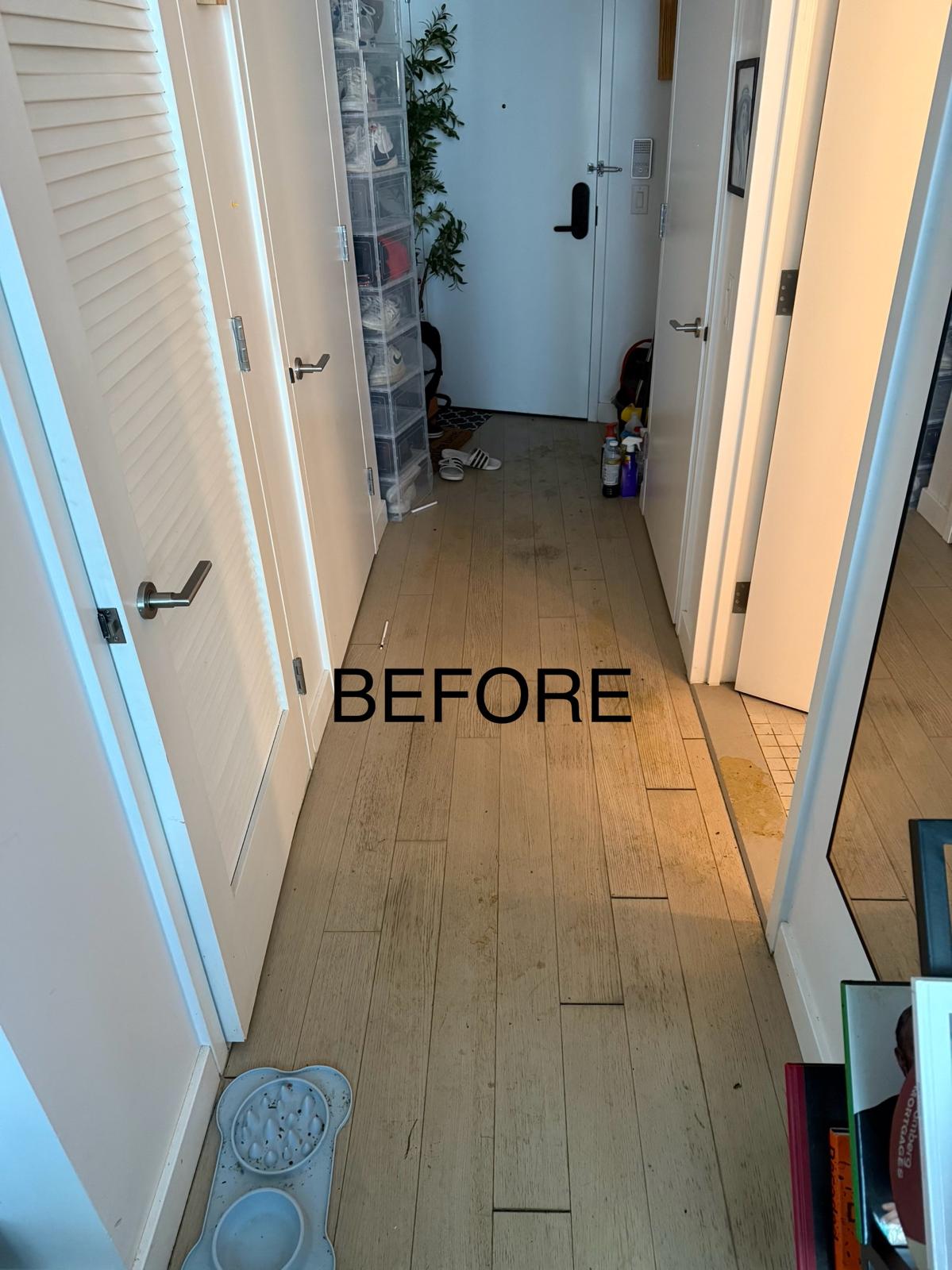 Hallway floor before professional cleaning